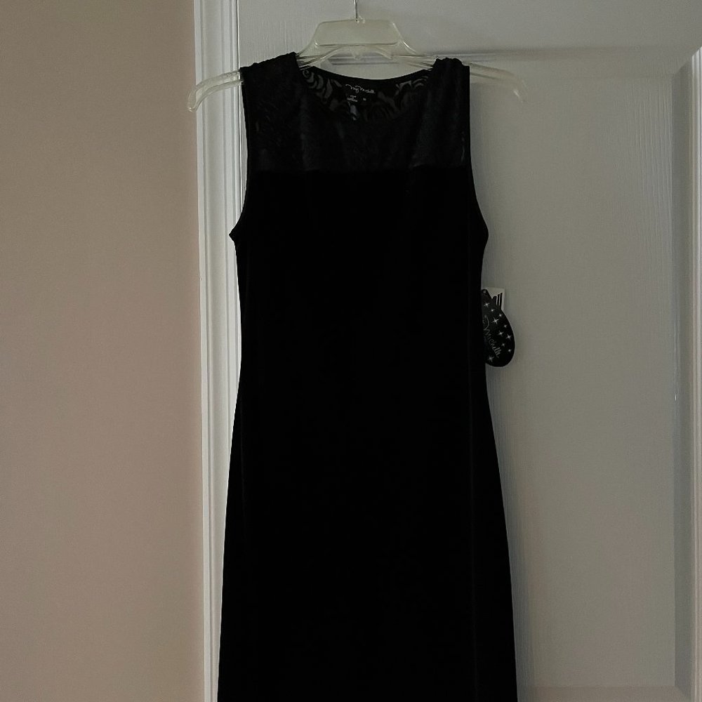 Little black Velvet feel with lace top dress